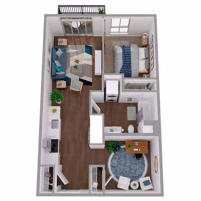 1x1 + Den - a72.1 220 floor plan